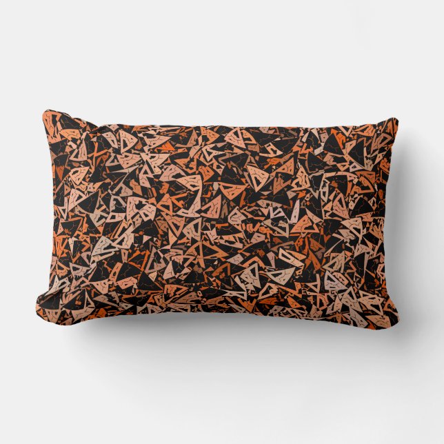Coussin Rectangle Motif sans couture de triangle orange marron noir (Recto)