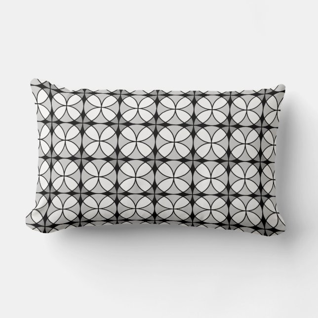 Coussin Rectangle Motif Shippo noir et blanc classique (Recto)