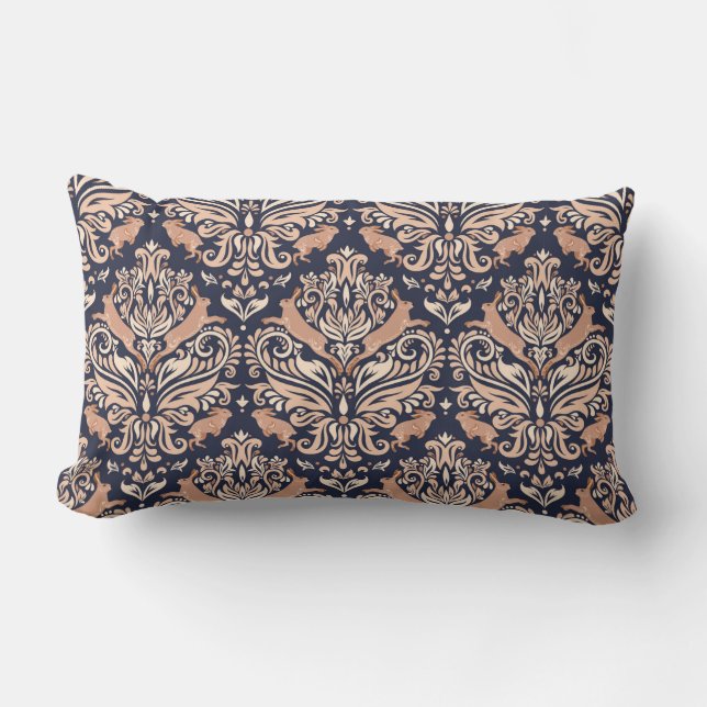 Coussin Rectangle Motif symétrique sans couture dans le style Damask (Recto)