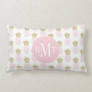 Coussin Rectangle Motif tropical d'ananas d'or élégant de faux