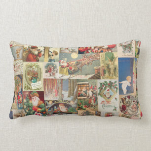 Coussin Rectangle Motif vintage de vacances de cartes de Noël
