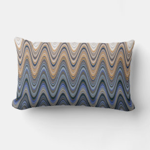 Coussin Rectangle Motif Wavy Gold et Blue Elegant