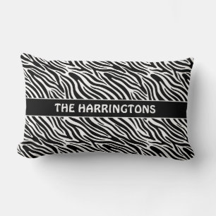 Coussin Rectangle Motif Zèbre Nom Personnalisé