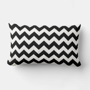 Coussin Rectangle Motif Zig Zag Chevron Noir et Blanc Gras
