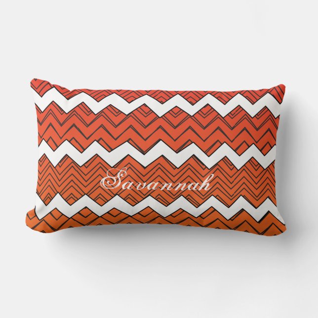 Coussin Rectangle Motif Zigzag orange et jaune personnalisé (Recto)