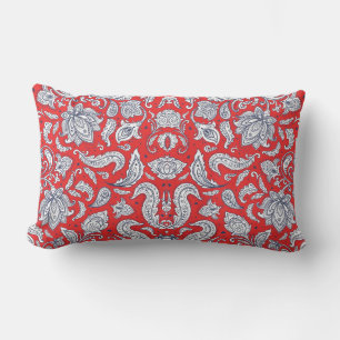 Coussin Rectangle Motifs de fleurs vintage rouges adorables