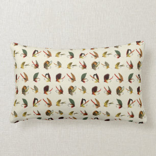 Coussin Rectangle Mouches de pêche crème