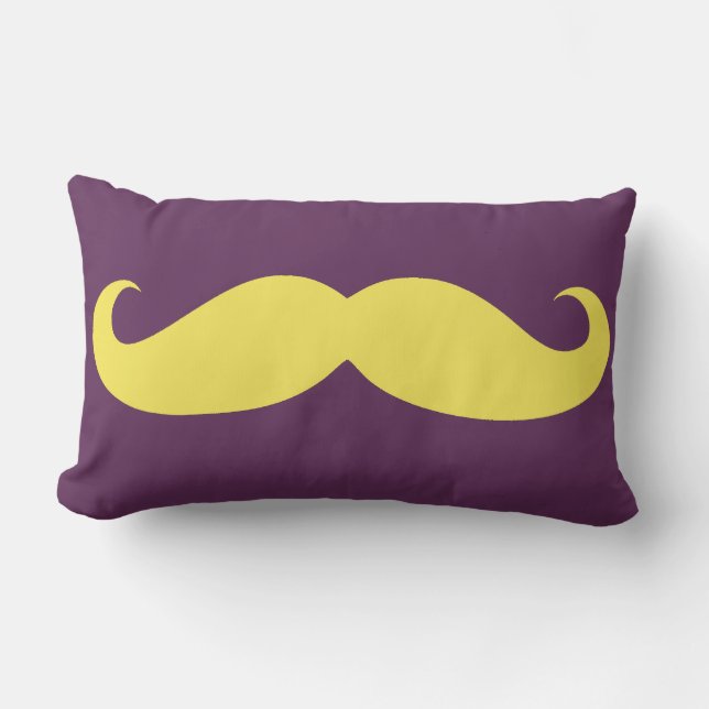 Coussin Rectangle Moustache jaune sur violet (Recto)