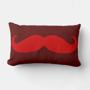 Coussin Rectangle Moustache rouge drôle sur la peau de léopard