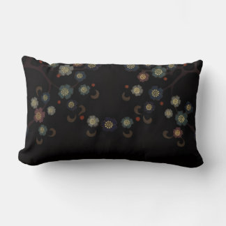 Coussin Rectangle Multi-Colored Flowers On Black