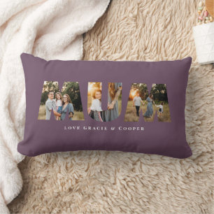 Coussin Rectangle Mum 3 photo moderne élégant violet mère jour