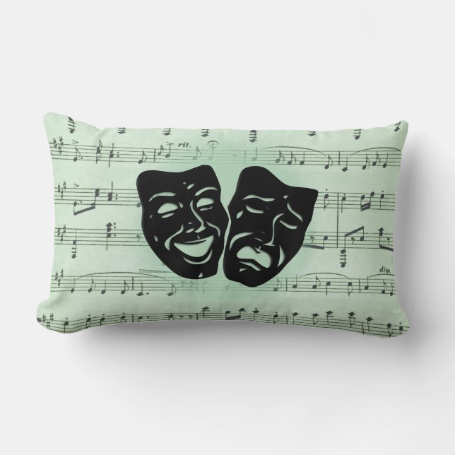 Coussin Rectangle Musique verte et théâtre Masques grecs Solid Vert (Recto)