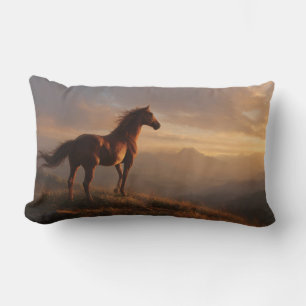 Coussin Rectangle Mustang sauvage à regarder le coucher du soleil