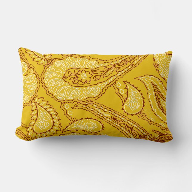 Coussin Rectangle Mustard Yellow Paisley Imprimer Été Fun Girl (Recto)