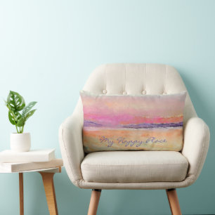 Coussin Rectangle My Happy Place Sunset Beach Art