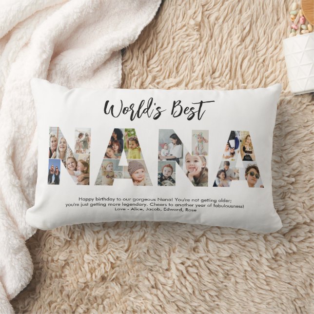 Coussin Rectangle Nana Photo Collecte Lettre Cutout Grand-mère Anniv (Couverture)