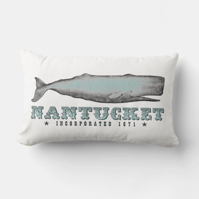 Coussin Rectangle Nantucket Baleine vintage MA Massachusetts Inc 167 (Recto)