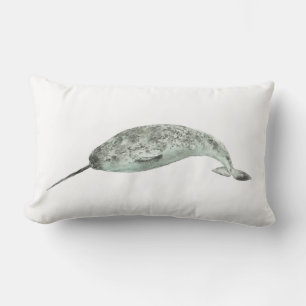 Coussin Rectangle Narval aquarelle