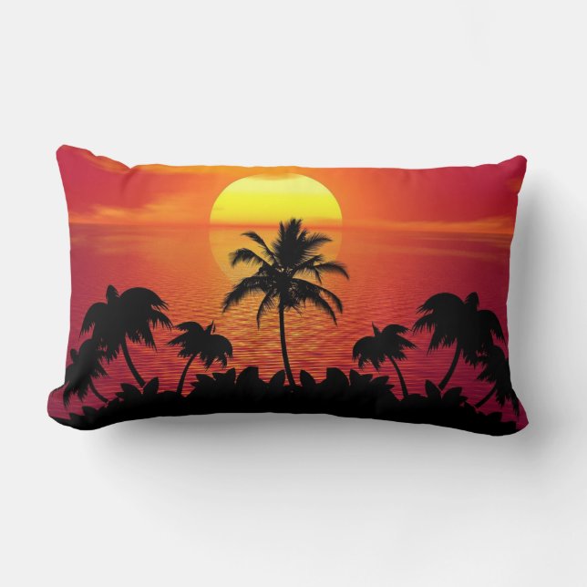 Coussin Rectangle Nature Sunset Palm (Recto)
