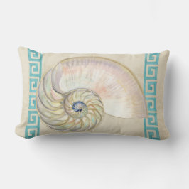Coussin Rectangle Nautilus Shell aquarelle grecque clé Damask plage