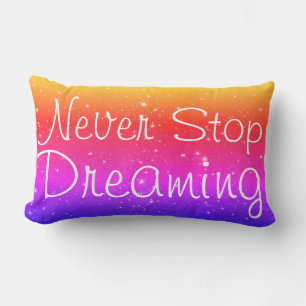 Coussin Rectangle Ne jamais cesser de rêver étoiles arc-en-ciel