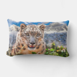 COUSSIN RECTANGLE NEIGE LEOPARD SPRINGTIME FLEURS
