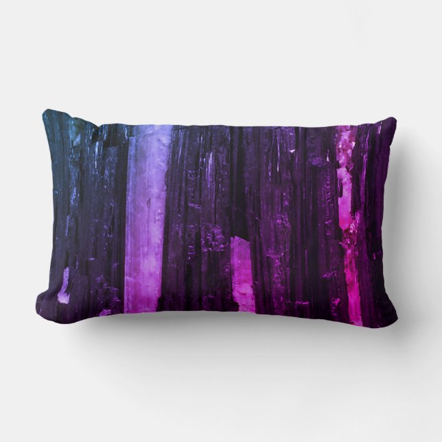 Coussin Rectangle Neon rayé rose et violet Abstrait moderne (Recto)