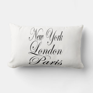 Coussin Rectangle New York Londres Paris - Typographie Slogan