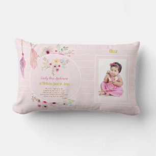 Coussin Rectangle Nièce 1er anniversaire PHOTO et POEM Cadeau