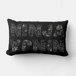 Coussin Rectangle Ninja Texte Blanc Élégant Sur Noir