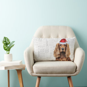 Coussin Rectangle Noël amateur de chien Cocker Spaniel Ouahou Vacanc