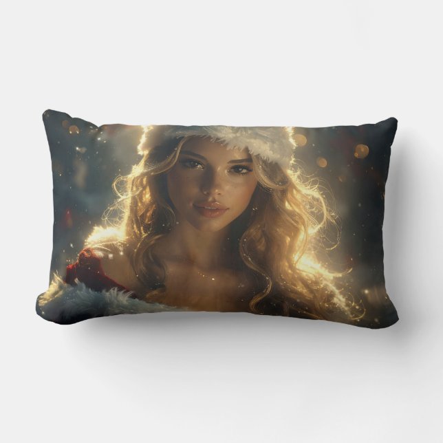 Coussin Rectangle NOËL AMOUR avec Père Noël Angel (Recto)