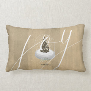 Coussin Rectangle Noël Arbre Globe Neige Or Joie Script Vacances