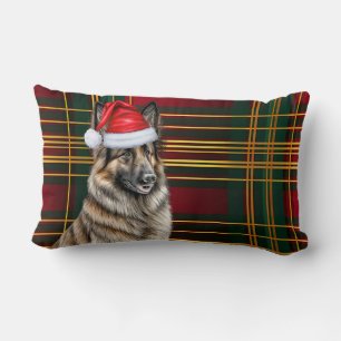 Coussin Rectangle Noël Belge Tervuren Chien vacances Plaid