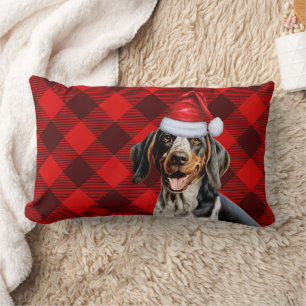 Coussin Rectangle Noël Bluetick Coonhound Chien vacances Plaid