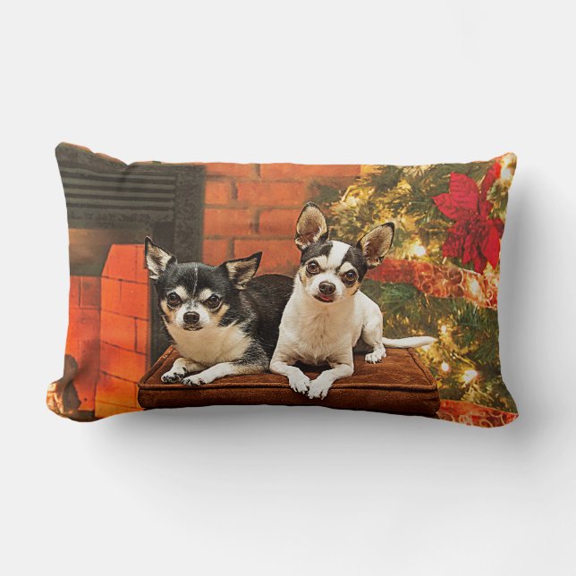 Coussin Rectangle Noël Chihuahua (Recto)