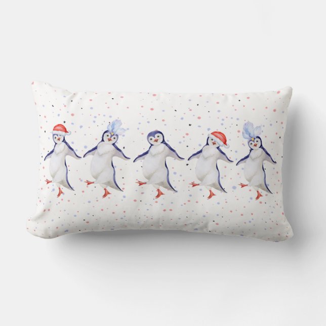 Coussin Rectangle Noël de Pingouin de danse mignonne (Recto)