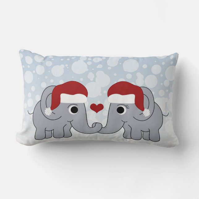 Coussin Rectangle Noël des éléphants (Recto)