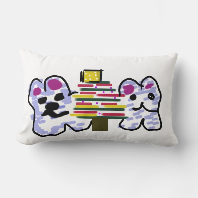 Coussin Rectangle Noël des ours polaires  (Recto)