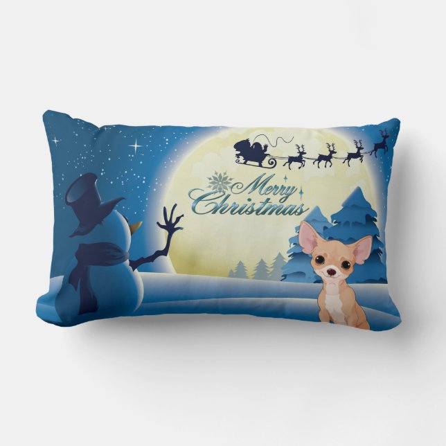 Coussin Rectangle Noël du Chihuahua (Recto)