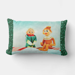 Coussin Rectangle Noël Elf Première Date avec cadre de Parties scint