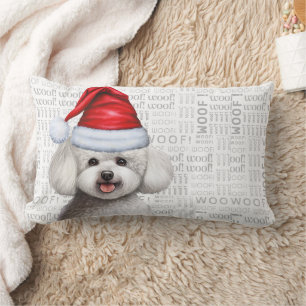 Coussin Rectangle Noël Fête du chien Bichon Frise