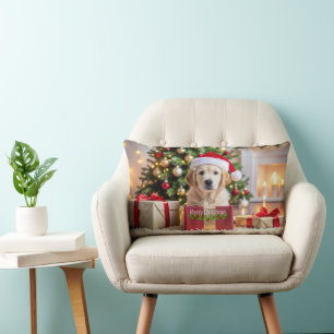 Coussin Rectangle Noël Golden Retriever