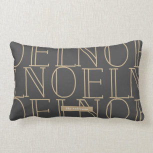 Coussin Rectangle NOEL Motif gris foncé et or