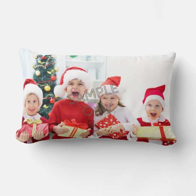 Coussin Rectangle Noël Noël Modèle photo 2 enfants famille (Recto)