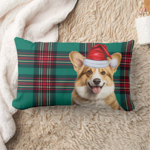 Coussin Rectangle Noël Pembroke Welsh Corgi Dog Holiday Plaid