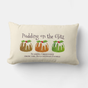 Coussin Rectangle Noël   PUDING SUR GLITZ   Crème festive