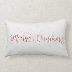 Coussin Rectangle Noël rose rose de Papier d'emballage de gris