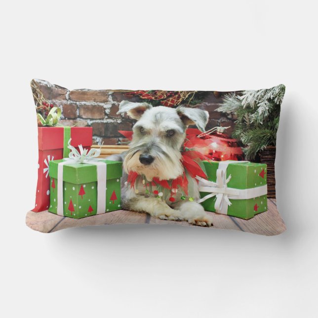 Coussin Rectangle Noël - Schnauzer - Heinz (Recto)