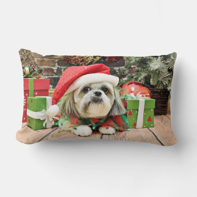 Coussin Rectangle Noël - Shih Tzu - truc (Recto)